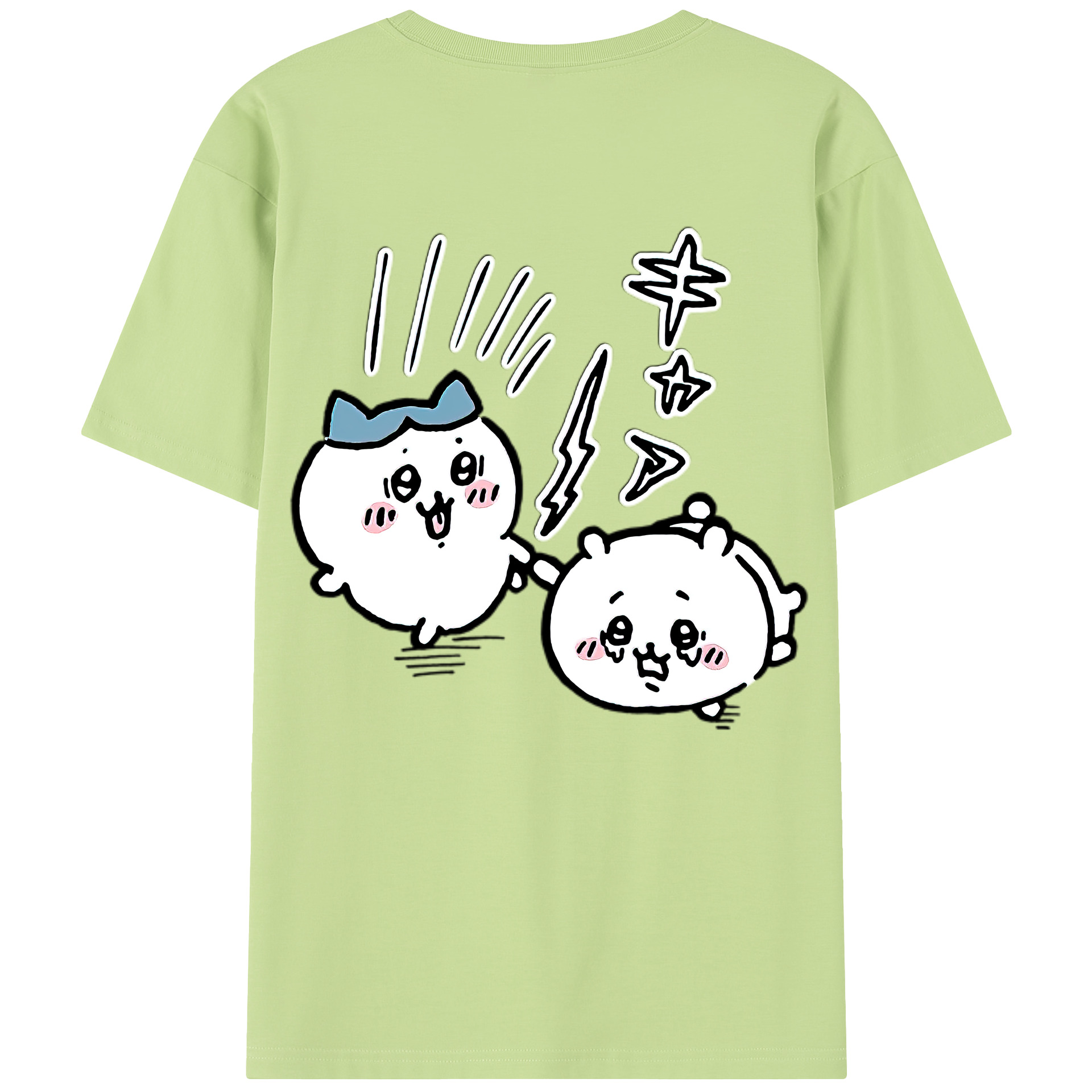 （画像用） ちいかわ ハチワレ Chii-kawa hachiware 綿100％半袖Tシャツ（背面プリント）